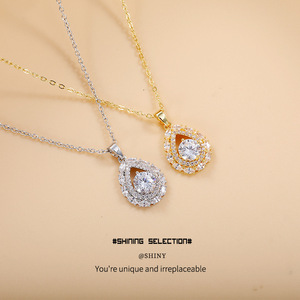 Conjunto de collar con forma de lágrima para mujer, cadena de clavícula de aleación de cobre, uso diario - Product Image 1
