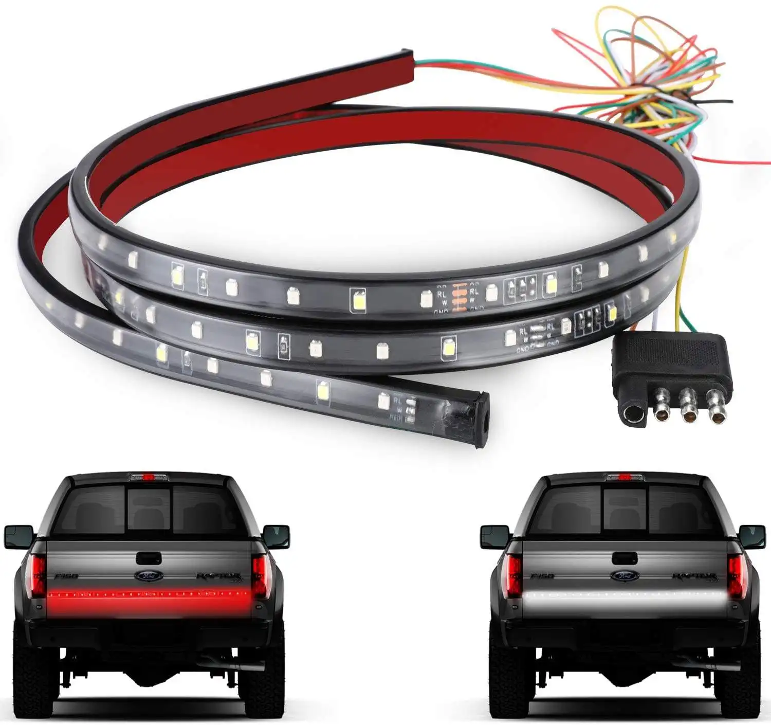 Tira de luces led de freno para puerta trasera de coche, 3528SMD, 22W, 120CM, 12V