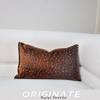 Housse de coussin de canapé rétro italienne de luxe léger, motif léopard rouge et vert, en velours coupé, écologique, avec mémoire de forme et massage