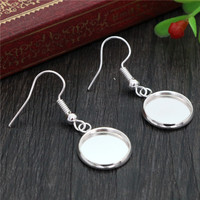 Supports de boucles d'oreilles pour la fabrication de bijoux, plateaux métalliques ronds de 8 à 25 mm avec crochets, 9 couleurs