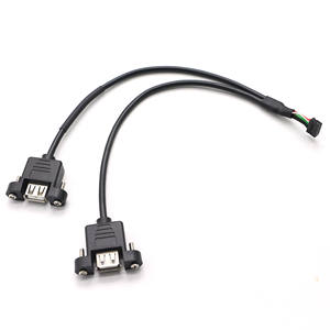 Câble de raccordement double USB 2.0 femelle pour montage sur panneau vers connecteur de carte mère 9 broches, câble d'extension USB 2 ports pour panneau frontal - Product Image 4