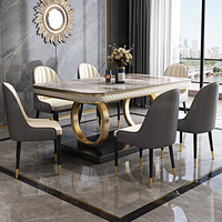 Ensemble table et chaises de salle à manger italiennes, table carrée moderne et simple en marbre