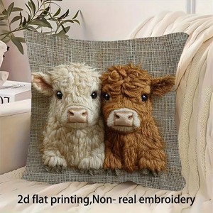 Cross-Border Hot Sale Sofa Pillow <strong>Cover</strong>, Soft Short Plush Animal Print <strong>Cushion</strong> Case, Living Room Decor <strong>Without</strong> Filler - Product Image 4
