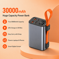 Batterie externe pour ordinateur portable 30000mAh 100W avec logo personnalisé, sortie multi-ports et lumière LED - Vente en gros OEM/ODM directe usine B2B