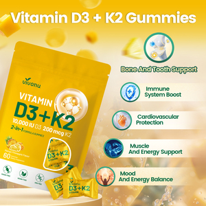 VivoNu <b>Vitamin</b> D3 K2 <b>Gummy</b> 80g Three Pack Calcium Absorption Chew Bone Health Daily Immune Wellness Artificial Plant Extract - Product Image 2