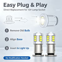 Ampoule LED de remplacement pour voiture 5630-18SMD, 6000K blanc, clignotant, feux de position latéraux, feux de recul, 12V-24V