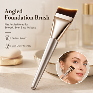 Pinceau de maquillage professionnel à poils denses et à tête plate pour fond de teint liquide ou crème, application sans démarcation - Product Image 1