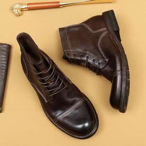 Mocassins pour hommes en cuir brun de haute qualité, fabriqués au Royaume-Uni, style rétro, cousus Goodyear, faits à la main, imperméables - Product Image 4