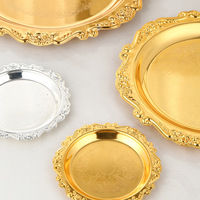 Plateau à bijoux vintage en or et argent, orné et gaufré, style baroque antique, plat à bibelots, décoration esthétique pour coiffeuse