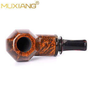 Muxiang Tobacco Pipe Straight Type 3mm Filter Gold Contrast With Smooth Bull Horn Ring Cumberland - Product Image 1