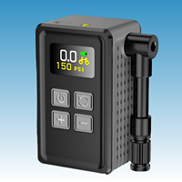 Fahrradluftpumpe, automatischer Inflator mit Mini-Größe, 36 mm, 3–150 Psi, LED-Licht, Bildschirmanzeige für Motorrad/Fahrrad/Elektrofahrzeug