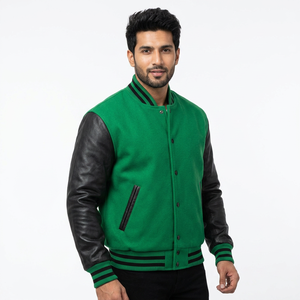Chaquetas Varsity de Corte Cómodo con Cuello Redondo, Impresión de Logotipo Personalizado, Mangas Largas, Chaqueta de Béisbol Universitaria para Hombre - Product Image 1