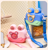 Nouvelle bouteille d'eau pour appareil photo pour enfants mignon étudiant bouteille de paille haute valeur mignon double bouche à boire bouteille d'eau en plastique