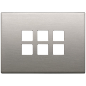 Flat Brushed Nickel Wall <b>Plate</b> 3Mx6 12.5x9.5cm 6 Gang <b>Switch</b> Cover - Product Image 1