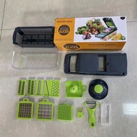 Hachoir à légumes manuel multifonctionnel 4 en 1 à usage facile à utiliser Trancheuse à oignons avec récipient