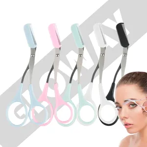 Black Stainless Steel Eyebrow Grooming Shear Scissors Eyebrow Beauty Trimmer Scissor With Detachable Plastic Comb