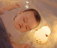 LED USB Rechargeable 7 Couleurs Dimming Touch Cartoon Cute Bedroom Decor Lampe de table en silicone Veilleuse poire