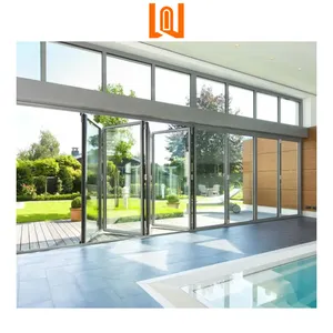 WANJIA Exterior Folding Aluminum Balcony Doors Soundproof Accordion Door Glass Patio Door