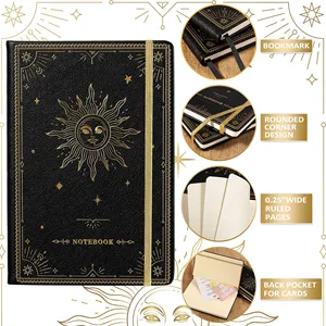 Cuaderno Celestial A5 Premium Personalizado con Lámina Dorada, Astrología, Cuero PU, Hojas Sueltas Rayadas, Diario, Regalo - Product Image 2