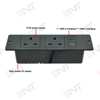 Regleta de Enchufes Oculta para Muebles con Diseño Discreto, Enchufe del Reino Unido, con Puertos USB A/C de 6A para Hotel, Hogar y Oficina, de Plástico para Sobremesa, IP44