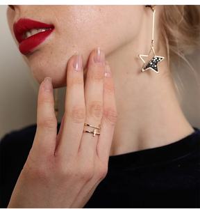 Gemnel Ultimo disegno di gioielli In Oro cubic zirconia doppia croce anello semplice - Product Image 6