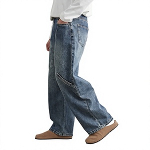 Nouvelle Tendance 2026 : Jean Homme Coupe Droite Taille Moyenne, Style Vintage Ample, Motif Carreaux, Effet Vieilli, Écologique, Vêtement Décontracté et Tendance - Product Image 2