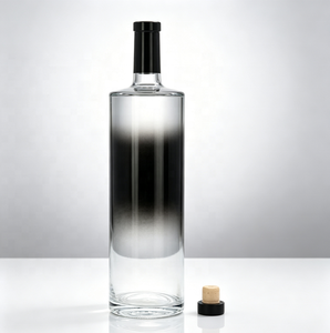 Botella de Vidrio Decorativa de Primera Calidad con Recubrimiento Negro para <span class=keywords><strong>Pisco</strong></span>, Ron o Licores, con Tapón de Corcho - Product Image 4