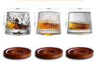 Verre à whisky de 160 ml, verre pivotant, rotation à 360 degrés, pot en verre pour bars, appartements, KTV