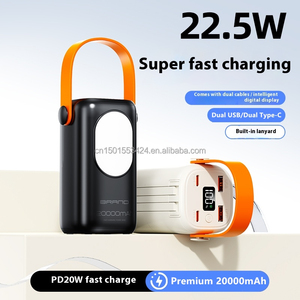 Power Bank <span class=keywords><strong>20000mah</strong></span> avec 2 câbles LED affichage lampe de poche poignée PD 22.5w poignée de charge rapide <span class=keywords><strong>chargeur</strong></span> <span class=keywords><strong>Portable</strong></span> extérieur - Product Image 3