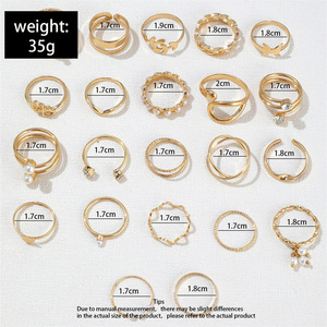 Mode géométrique papillon étoile anneaux ensemble pour femmes filles couleur or coeur perle anneau <span class=keywords><strong>2023</strong></span> nouveaux bijoux à <span class=keywords><strong>la</strong></span> mode cadeaux <span class=keywords><strong>fête</strong></span> - Product Image 3