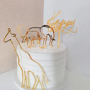 丛林动物大象长颈鹿狮子动物主题蛋糕礼帽婴儿淋浴生日派对装饰品