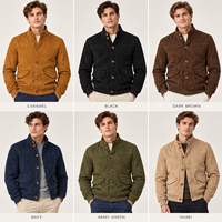 Veste bomber en daim personnalisée avec logo, col montant, marron vintage, pour l'hiver, veste oversize pour homme, vêtements d'extérieur décontractés