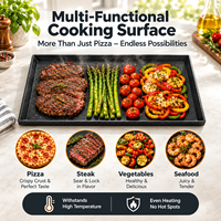 Plateau à pizza en acier au carbone 4 mm rectangulaire avec poignées pour restaurant, boulangerie et fournitures de traiteur