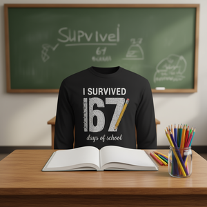 Sobreviví a 67 días de clases, camiseta de manga larga para estudiantes y profesores - Product Image 3