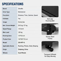 Caminadora Manual Plegable que Ahorra Espacio ZB-WTP-5, Máquina para Caminar Compacta Sin Motor para Gimnasio en Casa, Apartamento, Fitness, OEM Personalizado