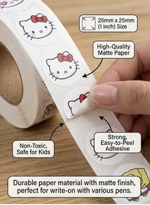 Autocollants de récompense de dessins animés pour enfants, étiquettes décoratives esthétiques rondes et mignonnes pour bouteilles d'eau, trousses à crayons et travaux manuels DIY, de haute qualité - Product Image 2