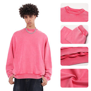 Sudadera de hombre de algodón puro Terry de 430GSM, cuello redondo, estilo batik, lavada, pesada, para invierno, estilo streetwear. - Product Image 2