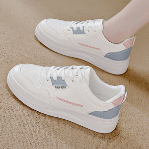 Women's White Slip-On Shoes Flat <b>Heel</b> Lightweight Cotton Pu Upper All Seasons Footwear - Product Image 2