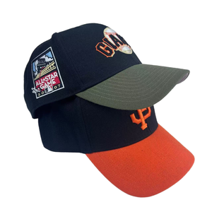 Casquette de baseball San Francisco Giants 2007 All Star Game, logo brodé, ajustée, unisexe, en sergé, design 6 panneaux, orange et bleu marine - Product Image 6