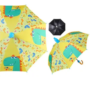 wholesale new invention novelty straight promotion child vinyl umbrella with water drop, Black coating umbrella for kid with cup