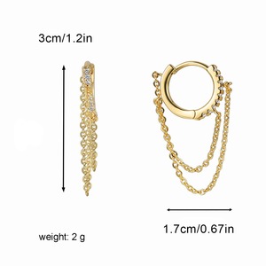 New Fashion Bohemian Brass Gold-Plated Rhodium Plated Unisex Hoop <b>Tassels</b> <b>Earrings</b> Crystal Chains Zircon Elegant Luxurious Party - Product Image 2