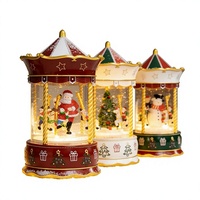 Carrousel de Noël lumineux en plastique avec boîte à musique à huit notes et effet de neige, cadeau de Noël pour enfants, décoration et ornements