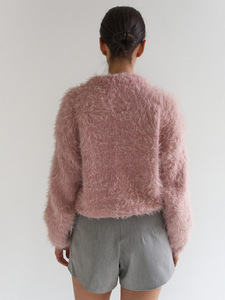 <span class=keywords><strong>Cardigan</strong></span> Morbido in Maglia 2026 con Piume, Collo Tondo, Bottoni Dorati, Slim Fit, Boutique, Corto - Product Image 6