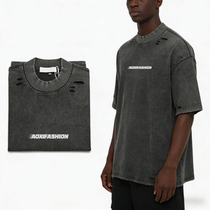 Camiseta Personalizada con Lavado Ácido para Hombre, Transpirable, Corte Estándar, Casual, Manga Corta, Lisa, de Alta Calidad, Fabricante OEM - Product Image 3