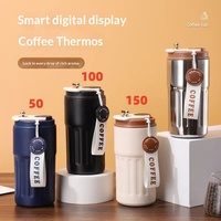 Mug à café intelligent avec affichage de la température, 450 ml, acier inoxydable 316, logo personnalisé pour le bureau et les voyages