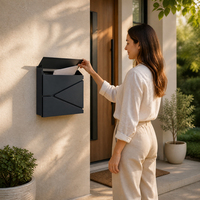Boîte aux lettres murale autoportante de style nordique, gris foncé mat, blanc-gris foncé, en métal thermolaqué, pour service postal extérieur