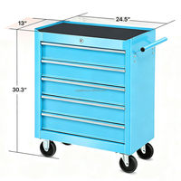 Armoires à outils professionnelles bleues à 5 tirages bon marché sans chariot à outils de chariot à outils avec roues