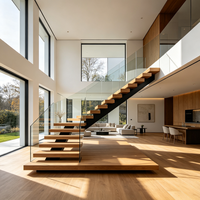 Escalier flottant en bois personnalisable au design minimaliste et durable pour maison loft