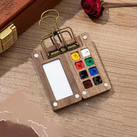 Palette de croquis portable en bois de noyer, mini-boîte à couleurs écologique, étui de voyage pour aquarelle et dessin (sans couleurs)