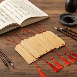 Bamboo Wood Blank <b>Bookmark</b> Different Shapes Unfinished Wood Hanging Tags with Red Tassels <b>Bookmark</b> for DIY Craft Gift - Product Image 1